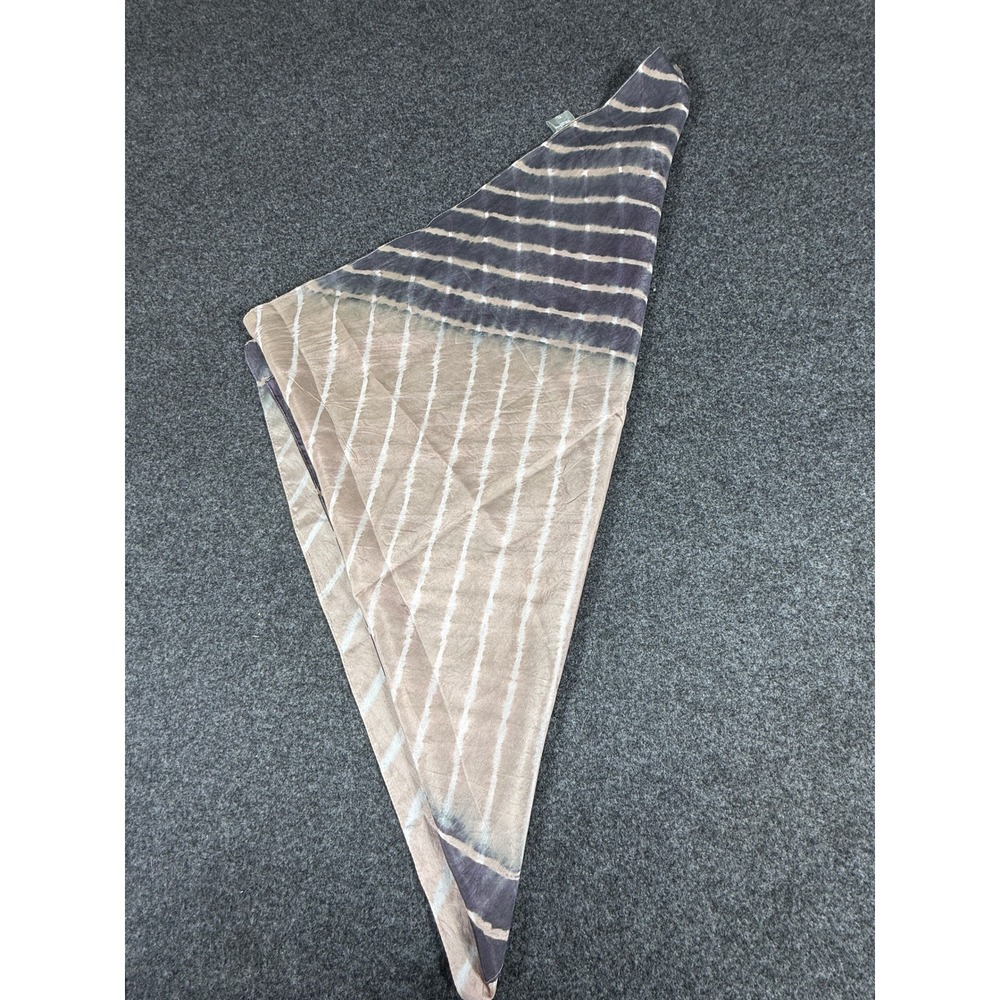 Eileen Fisher Scarf Womens OS Purple Taupe Tie Dye Striped 100% Silk Lightweight